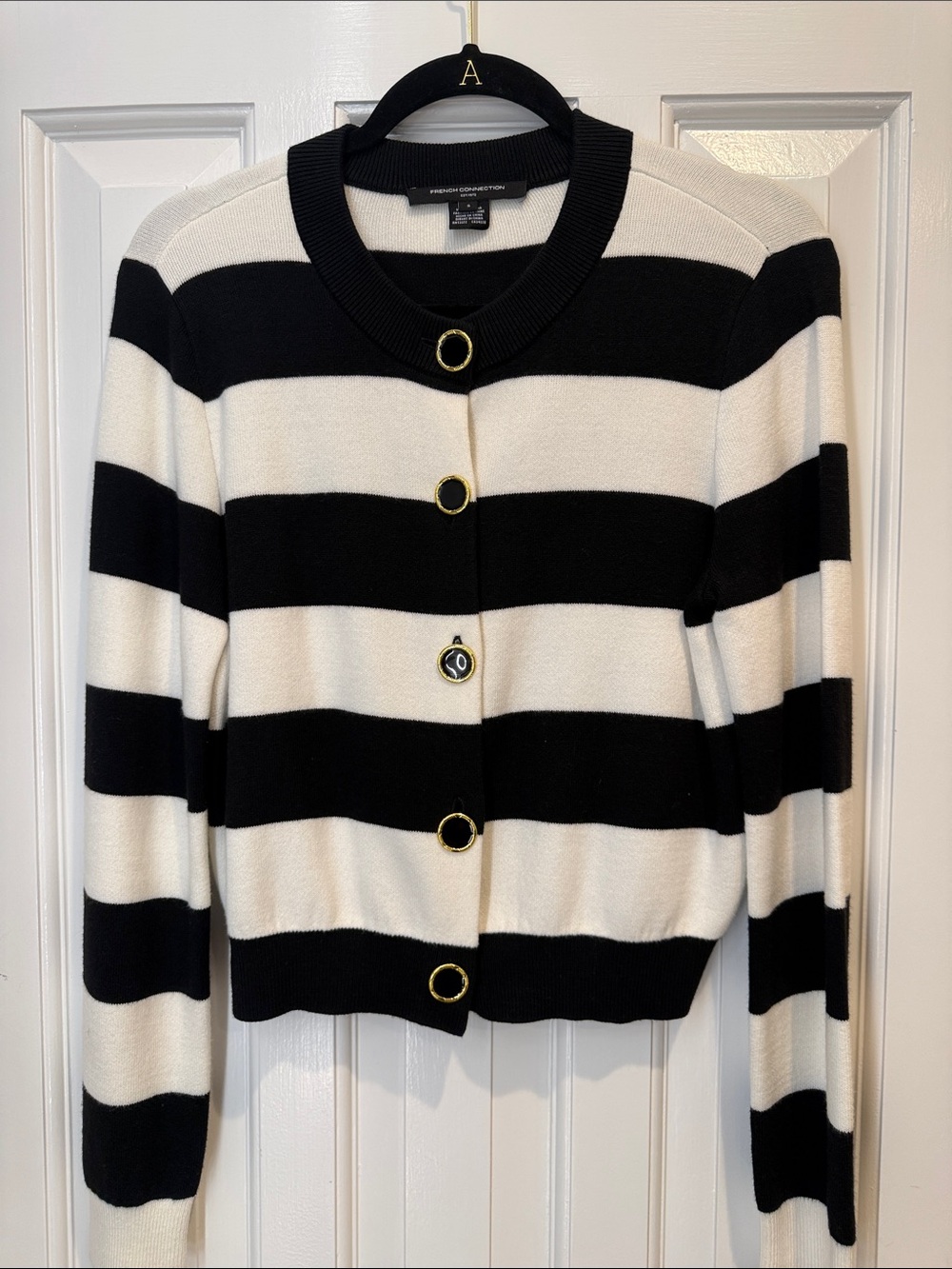 French connection NWOT size small Black & White Stripe Cardigan Sweater